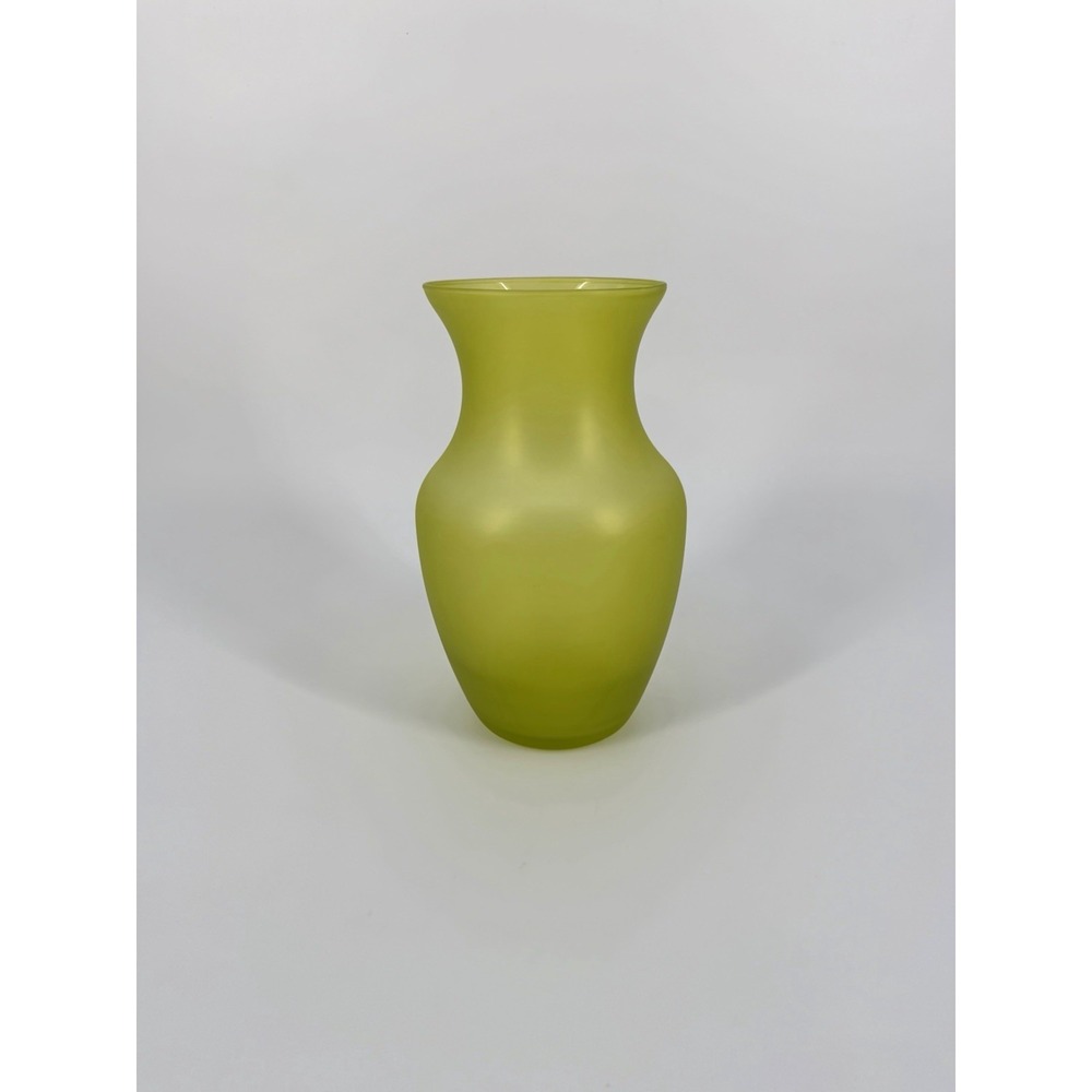 Green Matte Glass Hourglass Flower Vase Modern Decorative Freestanding